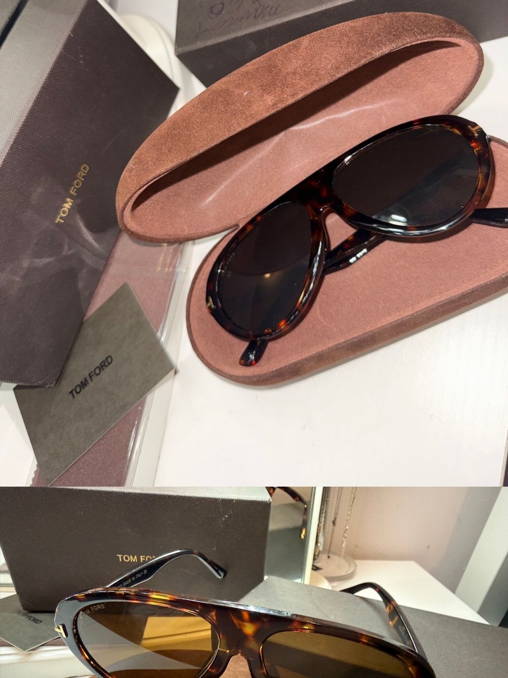 Tom Ford Tortoise Shell Aviator Sunglasses with Brown Lenses - Picture 2 of 7